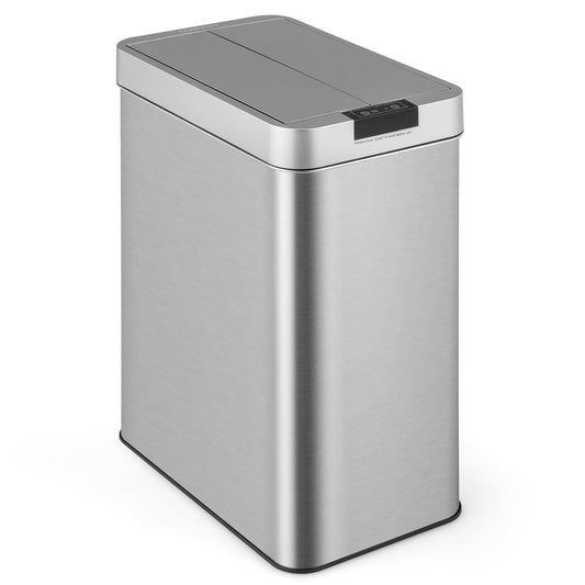13.2 Gallon Motion Sensor Stainless Steel Trash Can, Silver
