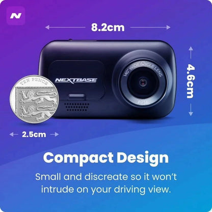 Nextbase Compact Dual Dash Cam Front And Rear 2.5in HD IPS Screen, 1080p Full HD, Black - 222X