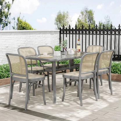Arlopu Rectangular Patio Dining Table With 5mm Tempered Glass Top