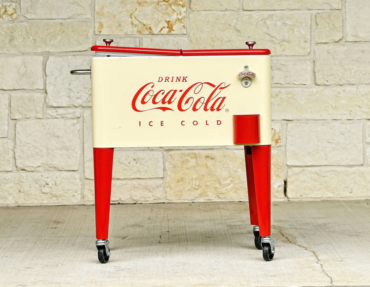 Leigh Country Coca-Cola Metal Outdoor Patio Cooler 60 Qt Cream and Red - CP 98111
