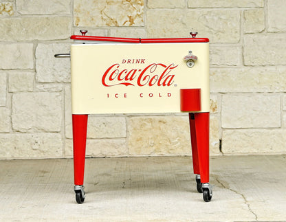 Leigh Country Coca-Cola Metal Outdoor Patio Cooler 60 Qt Cream and Red - CP 98111