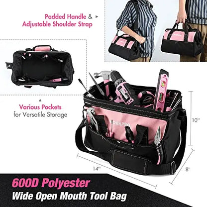WORKPRO Pink Household Tool Kit With 20V Cordless Lithium-ion Drill Driver