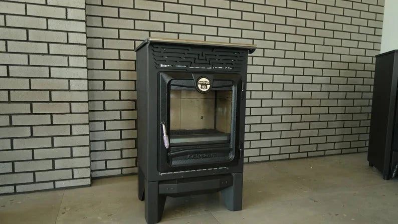 Indoor Wood Burning Cooking Stove 57cm x 55,5cm x 99,5cm, Matte Black - Stove 315