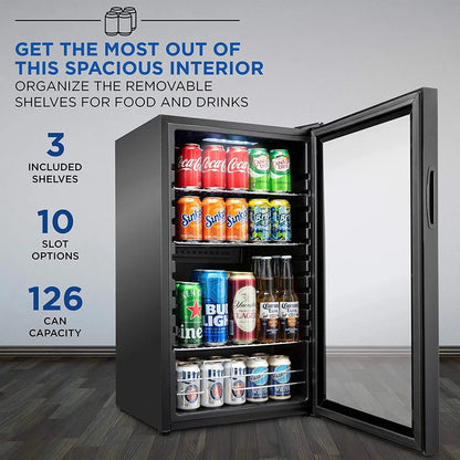 Ivation Freestanding Wine Cellar Mini Fridge, 101-Bottle, Stainless Steel