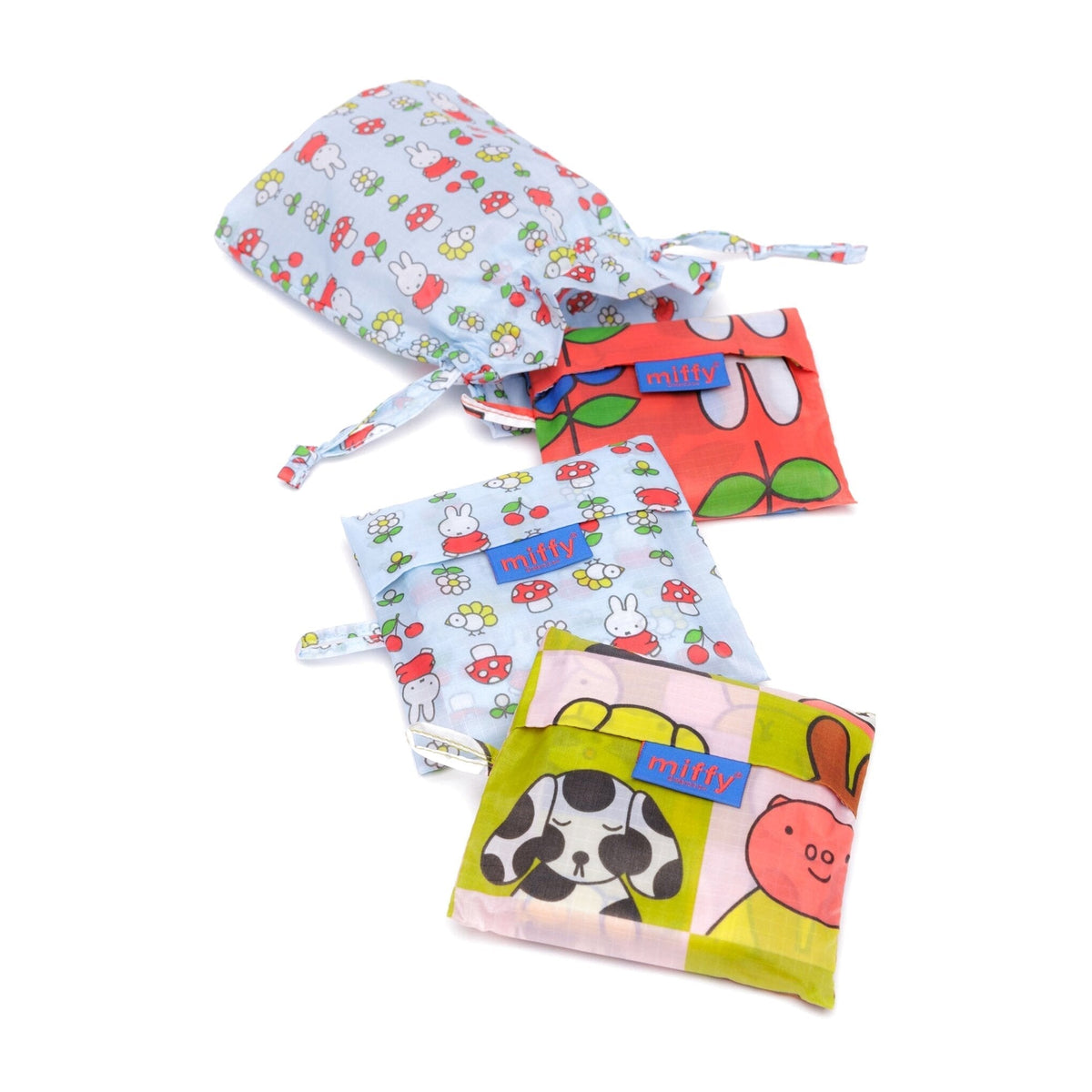 Miffy Baggu Recycled Ripstop Nylon Standard Tote Bags, Set Of 3