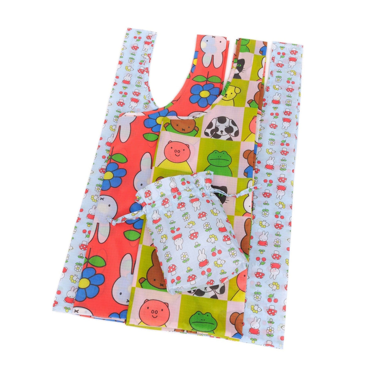 Miffy Baggu Recycled Ripstop Nylon Standard Tote Bags, Set Of 3