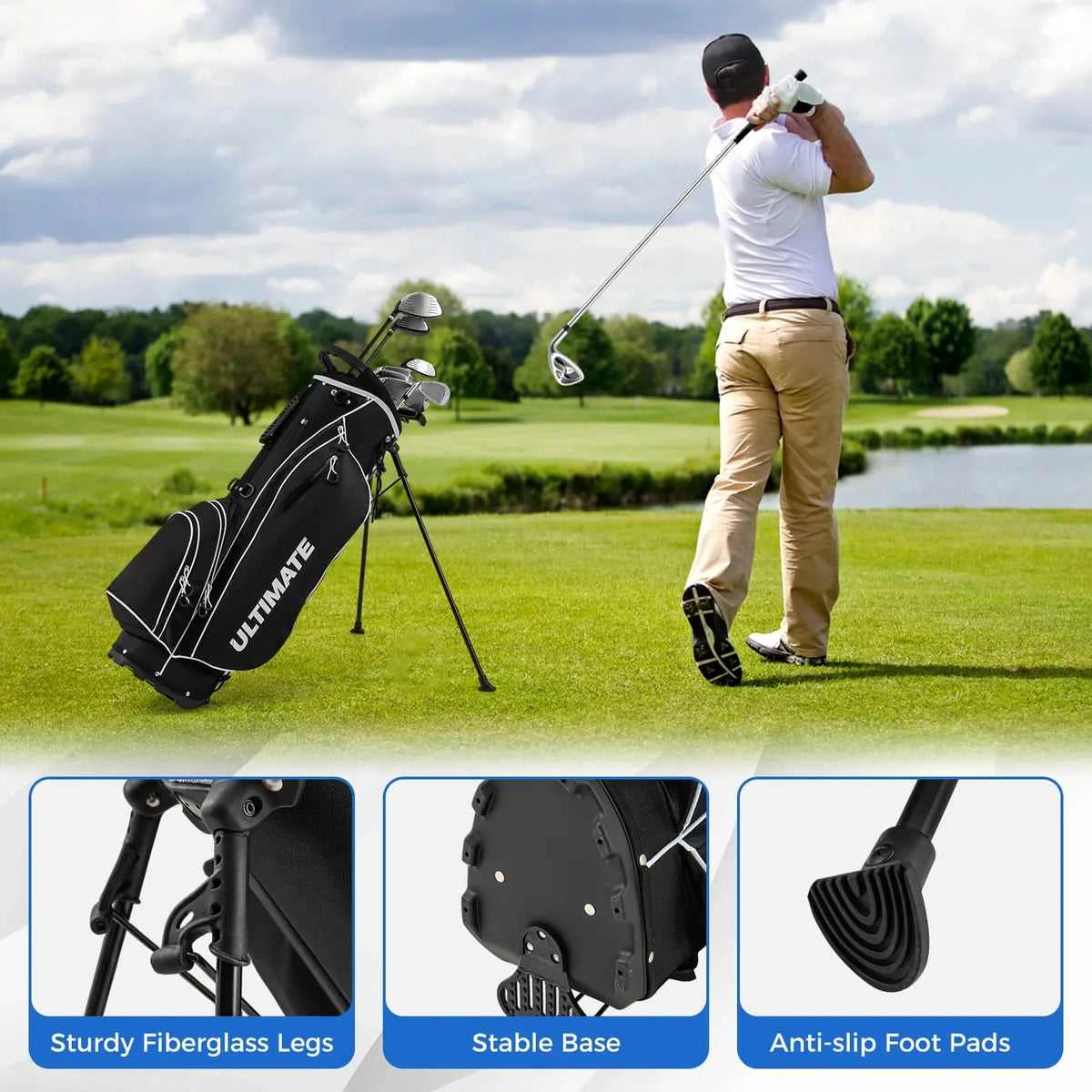 Costway Men's Complete Golf Club Set 10 Pieces With 460cc Alloy Driver