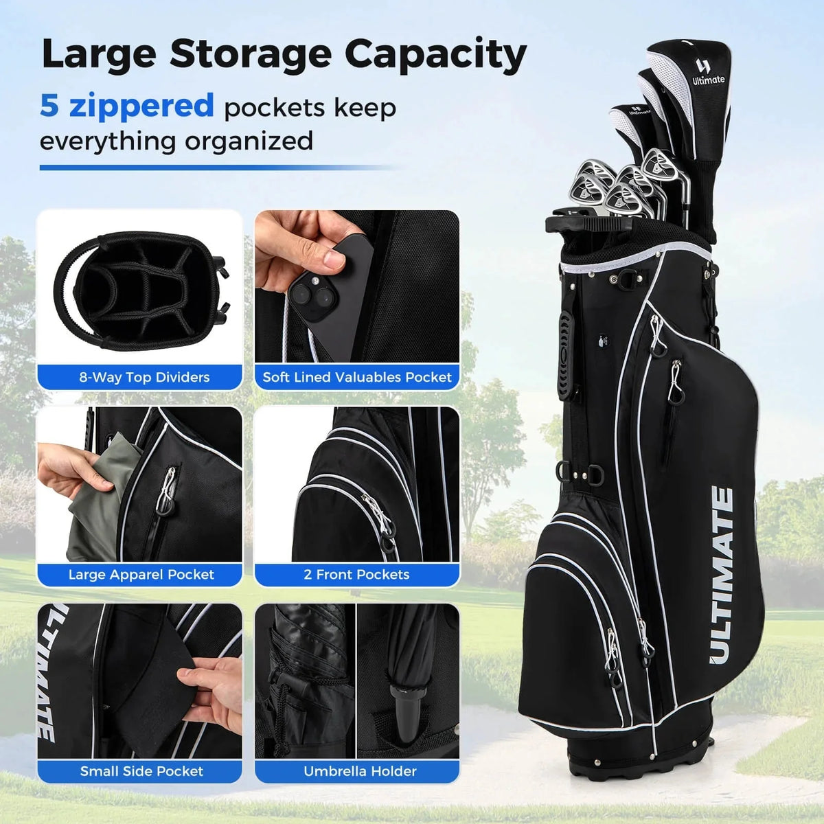 Costway Men's Complete Golf Club Set 10 Pieces With 460cc Alloy Driver