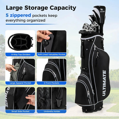 Costway Men's Complete Golf Club Set 10 Pieces With 460cc Alloy Driver