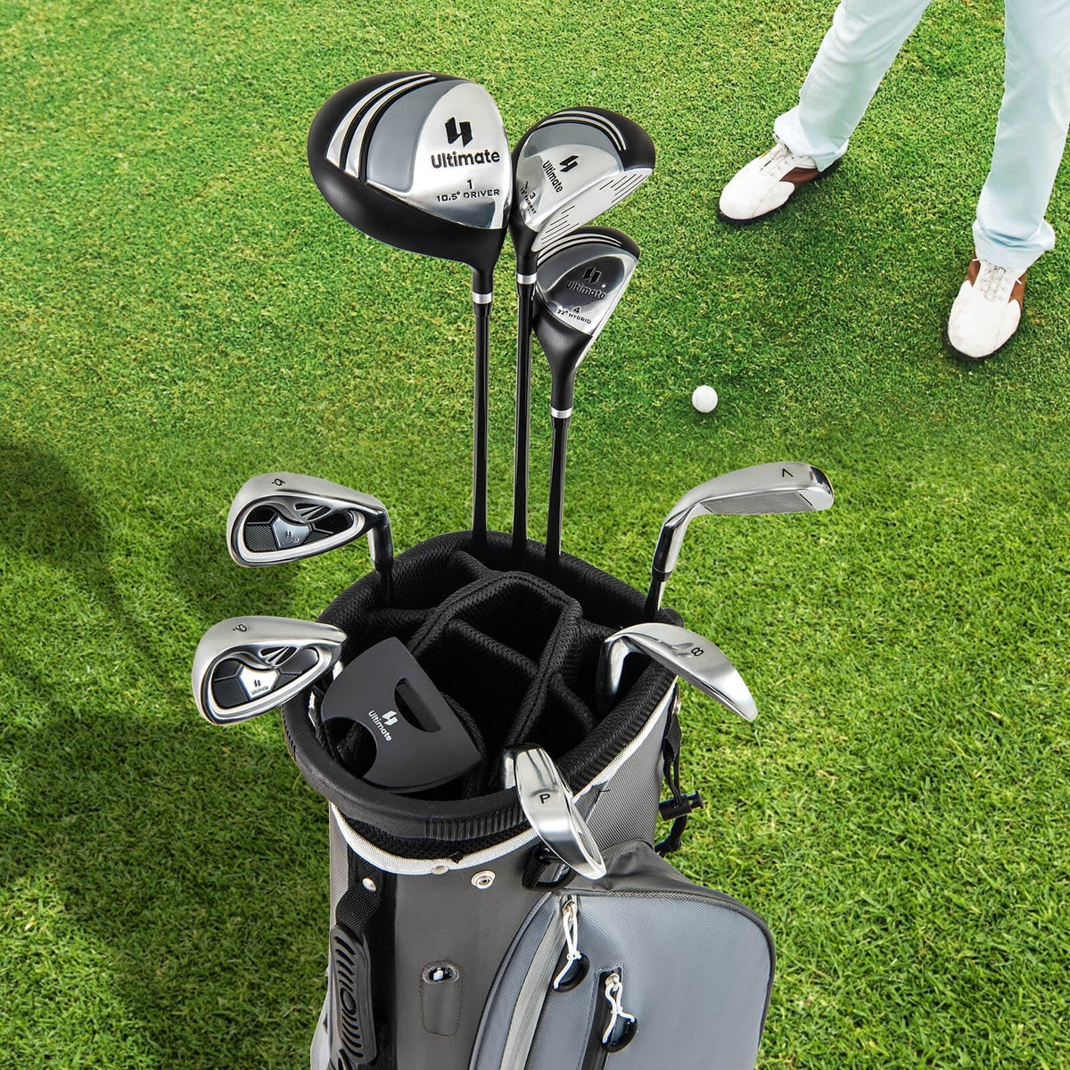 Costway Men's Complete Golf Club Set 10 Pieces With 460cc Alloy Driver