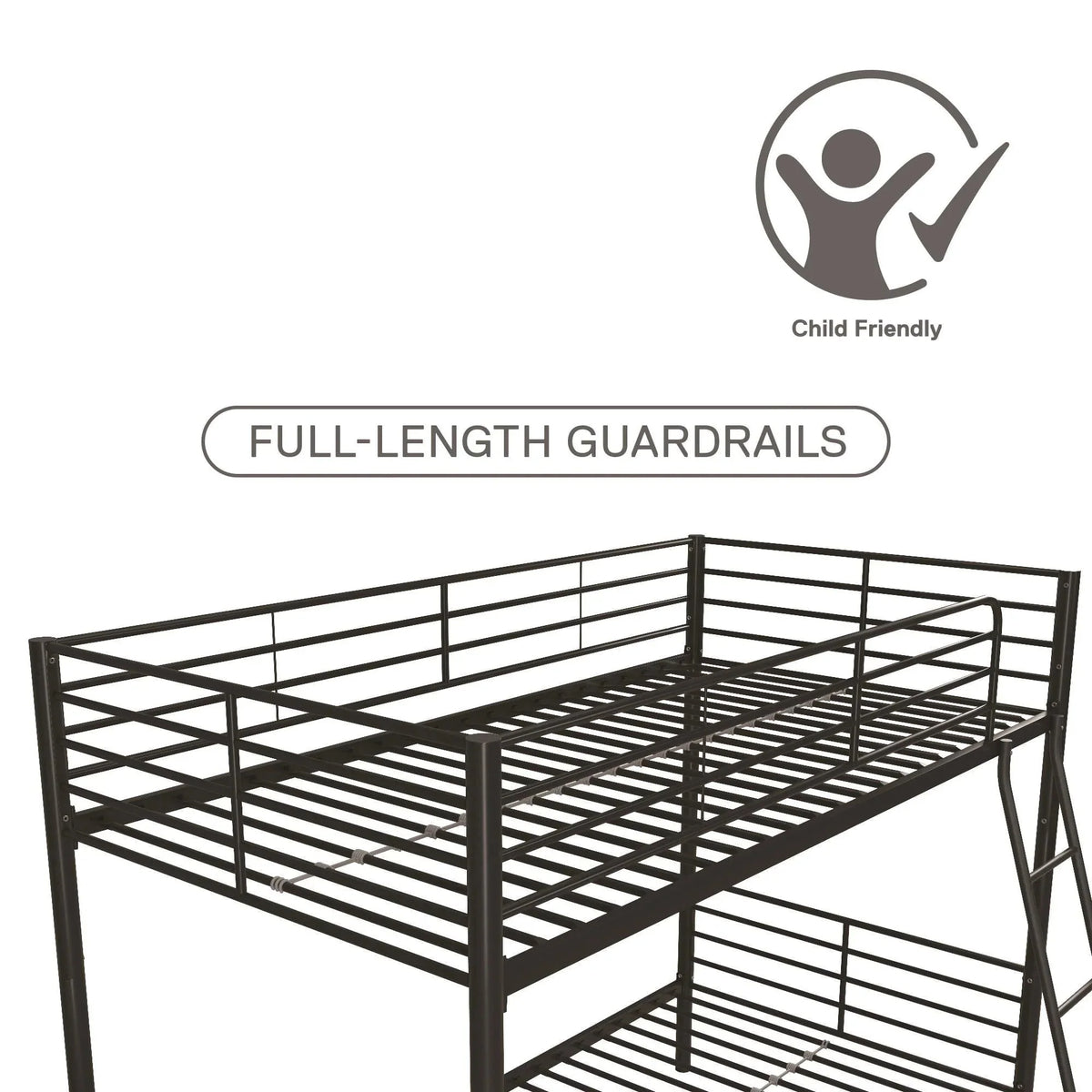 Mainstays Convertible Twin Over Twin Metal Bunk Bed - Black