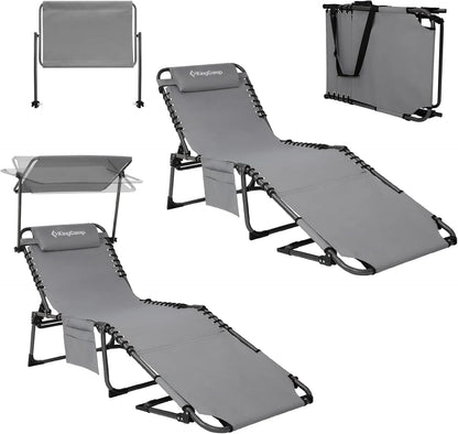 2-Seater Outdoor Folding Sun Chair With Facial Opening, Sunshade, Gray