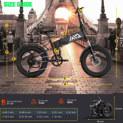 TST 4.0 Fat Tire Foldable Electric Bike, 48V 13Ah, 750W, 20 inch, Black