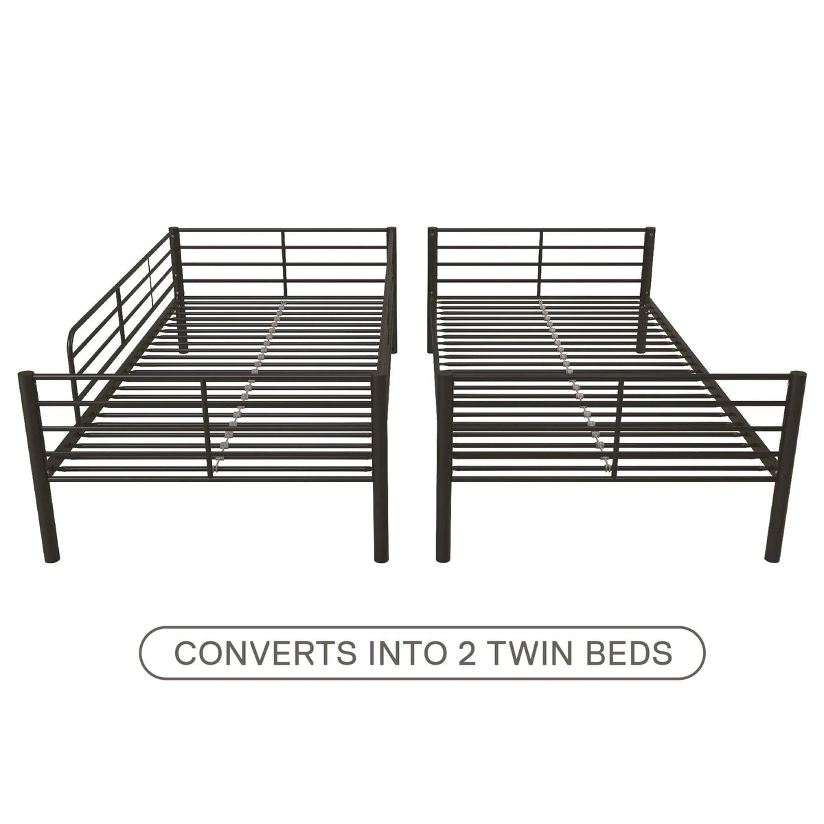 Mainstays Convertible Twin Over Twin Metal Bunk Bed - Black