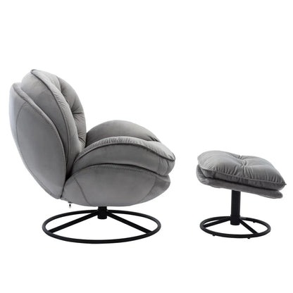 Velvet Swivel Accent Chair With Ottoman Set, Pink, 31.73 x 33.5 x 33.78 Inches