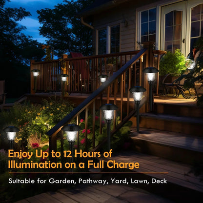 Solar Garden Landscape Lights, 8 Pack - Waterproof Glass Stainless Steel Auto-On/Off