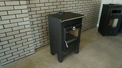 Indoor Wood Burning Cooking Stove 57cm x 55,5cm x 99,5cm, Matte Black - Stove 315