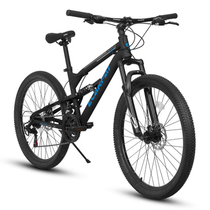 26 Inch Full-Suspension Mountain Bike, 21-Speed, 26x16 Inch Carbon Steel Frame