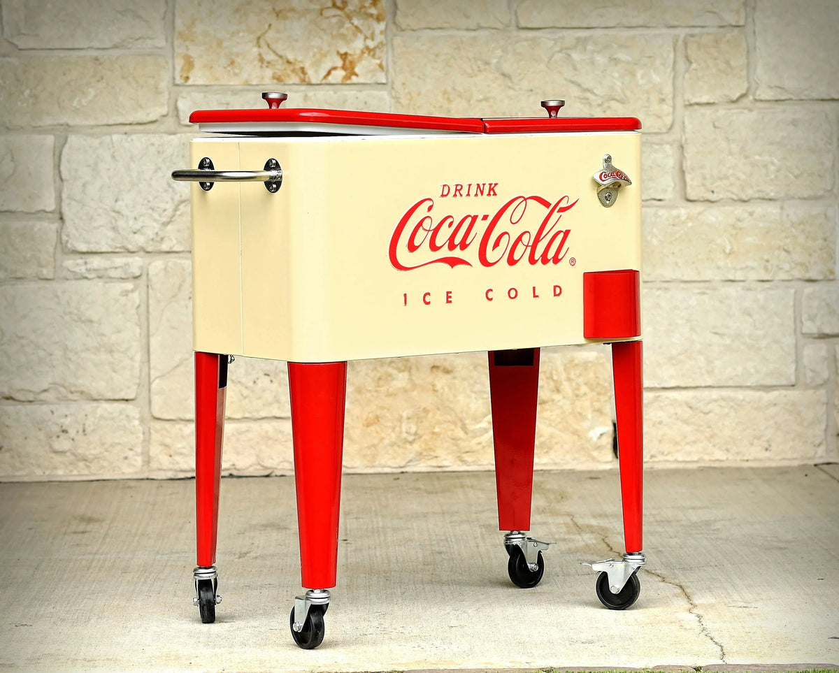 Leigh Country Coca-Cola Metal Outdoor Patio Cooler 60 Qt Cream and Red - CP 98111