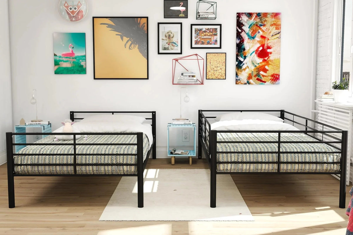 Mainstays Convertible Twin Over Twin Metal Bunk Bed - Black