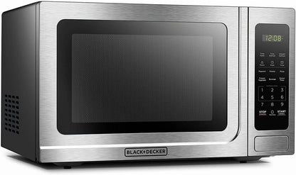 BLACK+DECKER 1.4 Cu Ft 1000 Watt Countertop Microwave Oven, Stainless Steel